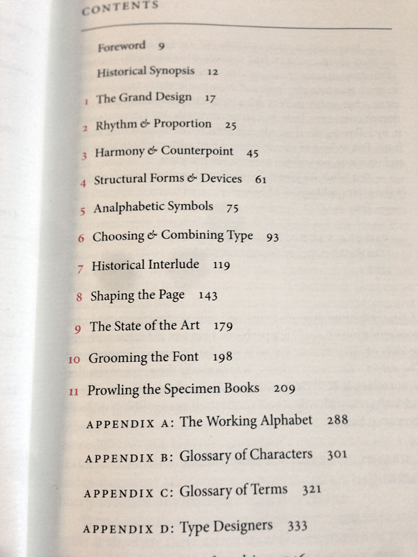 Bringhurst Table of Contents